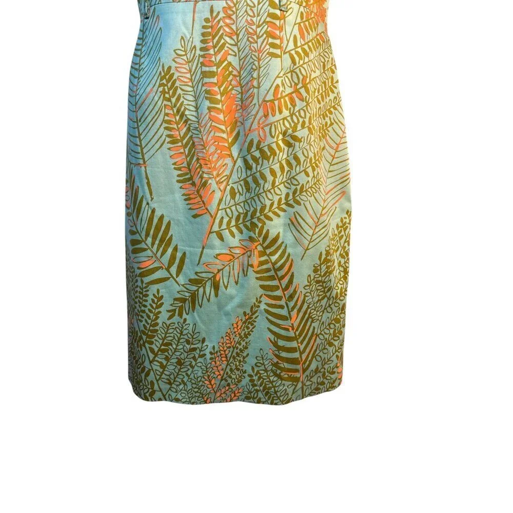 David Meister V-Neck Sleeveless Sheath Botanical Dress Womens Size 10 EUC